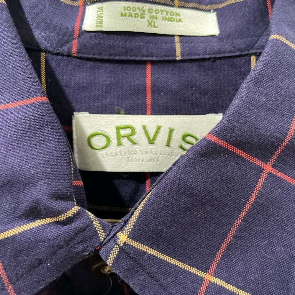 Orvis Men's Blue and Red Plaid Shirt - Picture 3 of 4